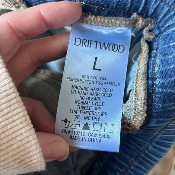 Driftwood x Free People Feathery Leaf Drawstring Denim Joggers embroidery - Picture 9 of 16